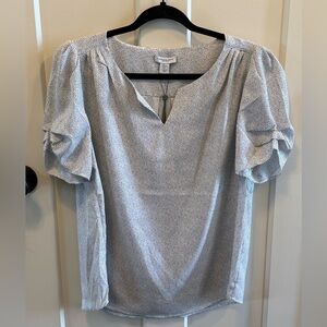 Carolina Belle Black Speckled Puff-Sleeve Blouse